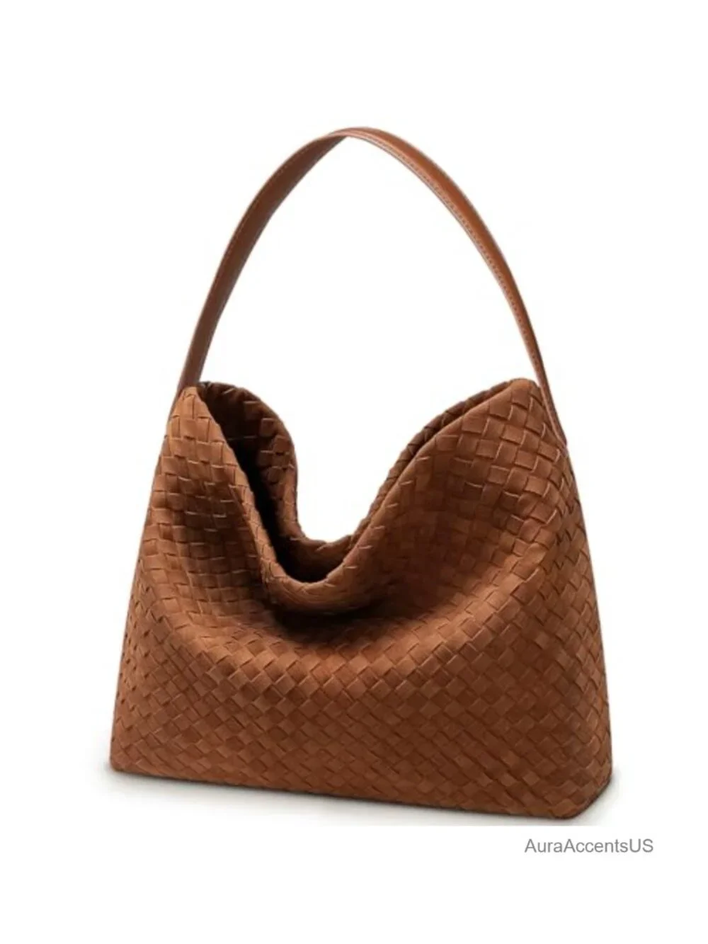 Slouchy Woven Hobo Tote Bag Faux Suede Shoulder Bag Work Travel